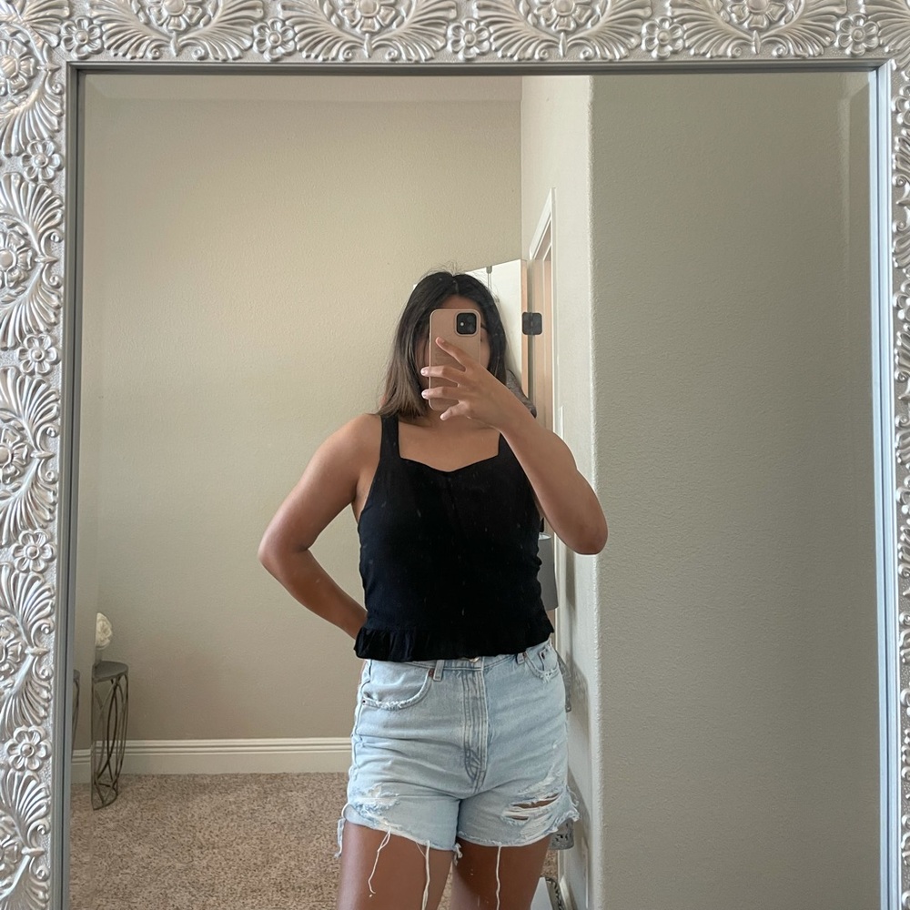 black peplum tank top